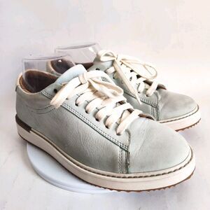 Hush Puppies Sabine Aqua Lace Up Low Top Leather Teal Sneakers Womens Size 7